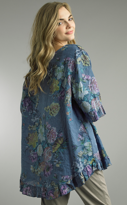 Blue Ruffle Linen Tunic by: Tempo Paris