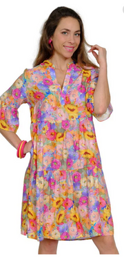 Sunflower Petals Bell Sleeve Dress By: Lior