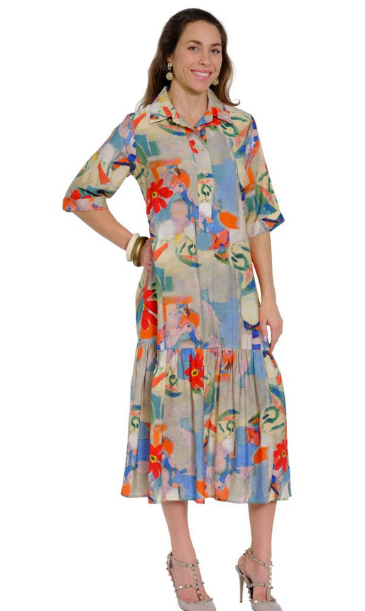 Watercolor Bouquet Long Dress By: Lior Paris