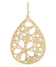Flower Cutout Filigree Teardrop Earrings