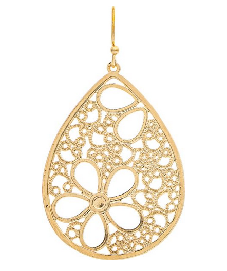 Flower Cutout Filigree Teardrop Earrings