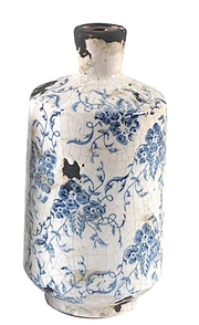Medium Blue Print Floral Vase (3-Styles)