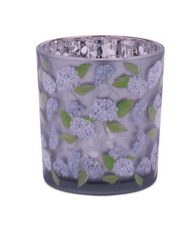 Glass Blue Hydrangea Candle Holder (3-Sizes)