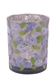 Glass Blue Hydrangea Candle Holder (3-Sizes)