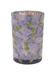 Glass Blue Hydrangea Candle Holder (3-Sizes)
