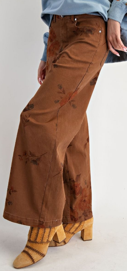Floral Stretch Washed Twill Pants By: Easel