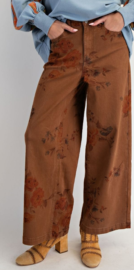 Floral Stretch Washed Twill Pants By: Easel
