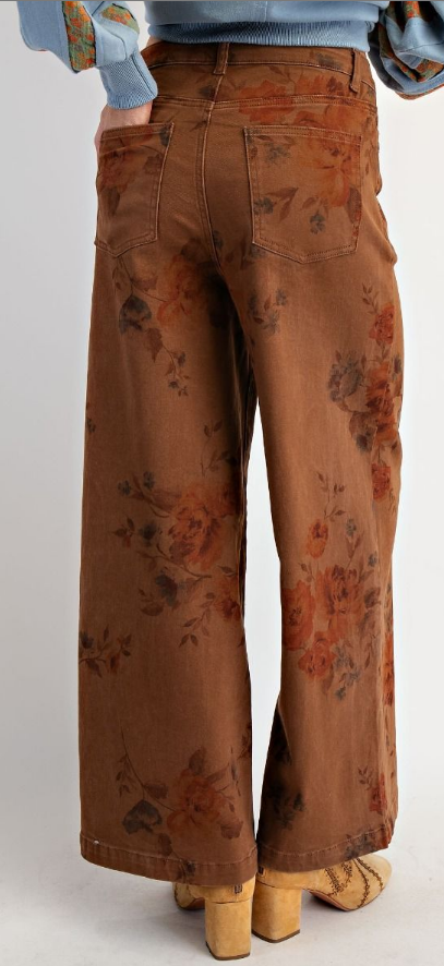 Floral Stretch Washed Twill Pants By: Easel