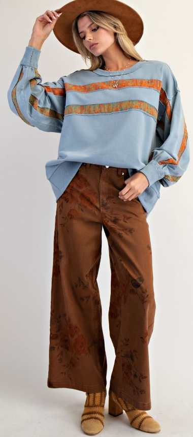 Floral Stretch Washed Twill Pants By: Easel