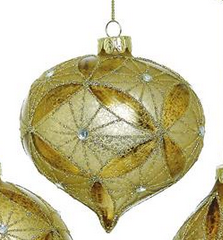 Golden Mercury Glass Patterned Ornament (3-Styles)