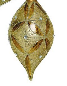 Golden Mercury Glass Patterned Ornament (3-Styles)
