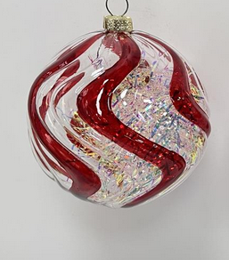 Peppermint Iridescent Swirl Ornament (2-Styles)