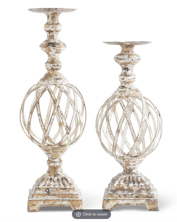 Set of 2 Gold Wash Woven Metal Candeholders