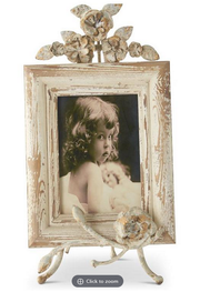 Distressed Cream Frame with Floral Easel