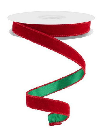 7/8" x 10 Yards Deluxe Red Velvet Satin Back Ribbon