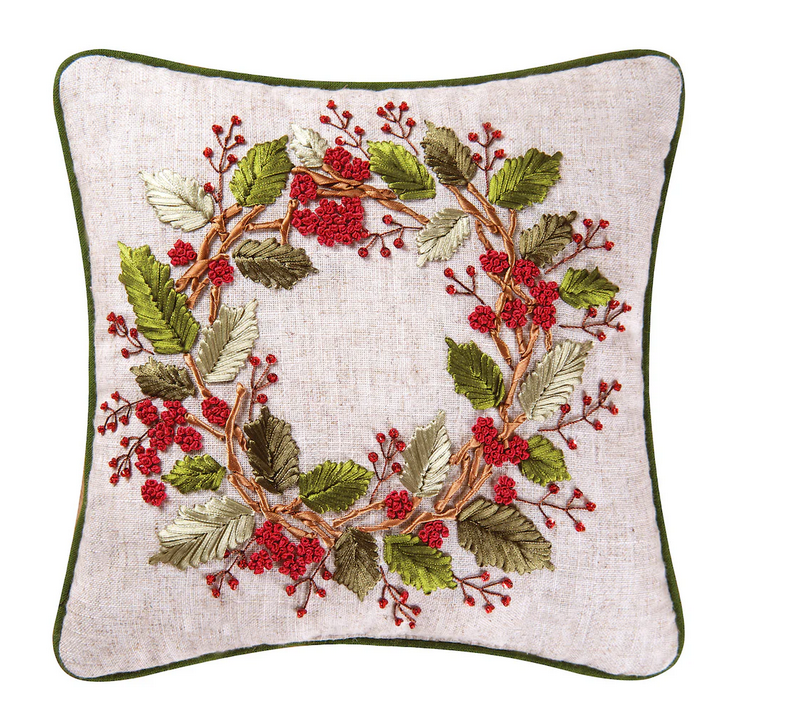 Square Sequin Wreath Pillow
