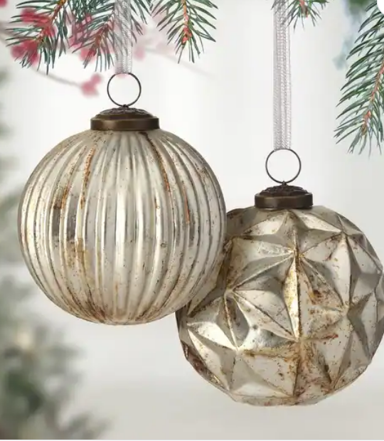 Textured Vintage Glass Ball Ornament (2-Styles)
