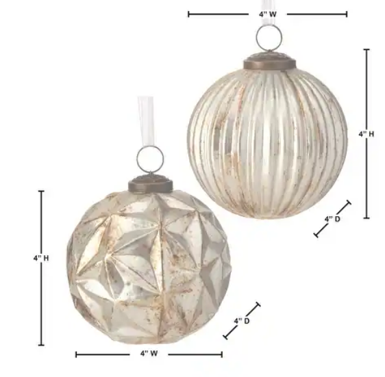 Textured Vintage Glass Ball Ornament (2-Styles)