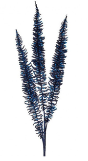 Blue Glittered Fern Spray