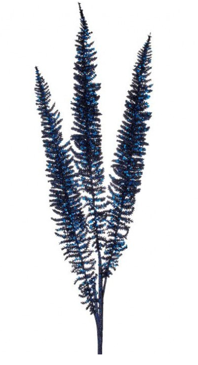 Blue Glittered Fern Spray