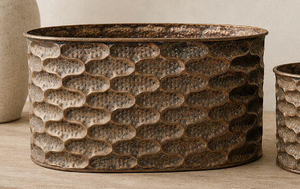 Copper Finish Oval Planter