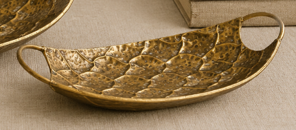Golden Hammered Metal Tray