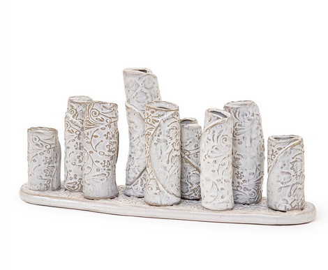 Whitewashed Embossed Multi Vase