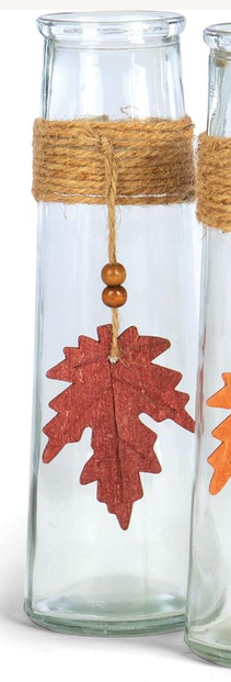 Clear Glass Vase with Fall Leaf