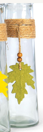 Clear Glass Vase with Fall Leaf