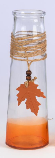 Umbree Glass Vase with Fall Leaf