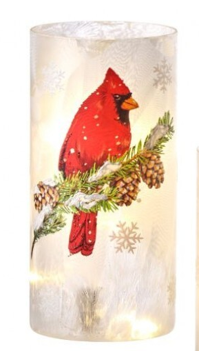 LED Frosted Glass Cardinal Cylinder