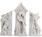 3 Piece White Glitter Nativity Set
