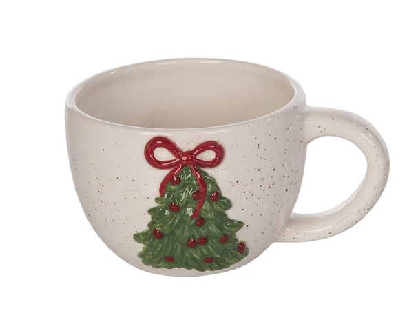 Ceramic Christmas Tree w/ Bow Mug