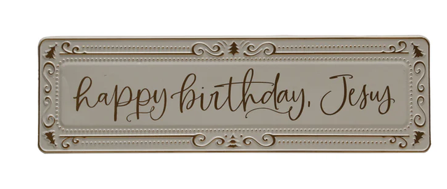 Metal Happy Birthday Jesus Sign