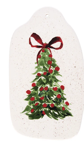 Ceramic Christmas Tree w/ Bow Serving Tray