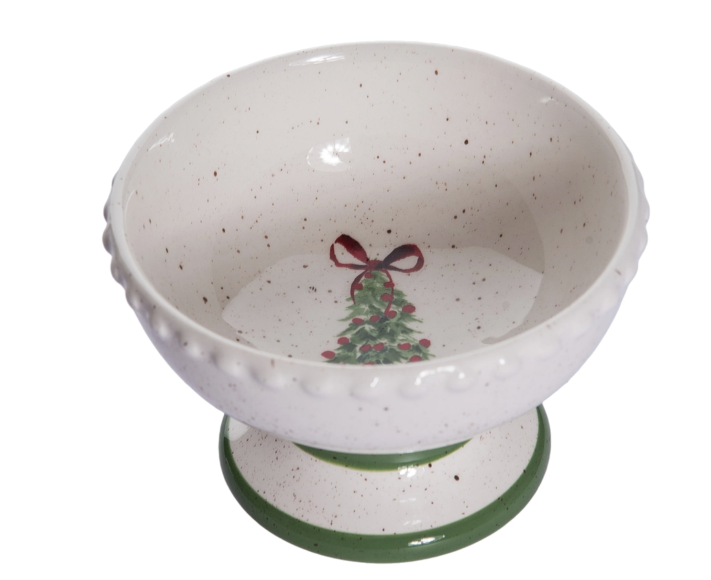 Christmas Tree w/ Bow Pedestal Bowl