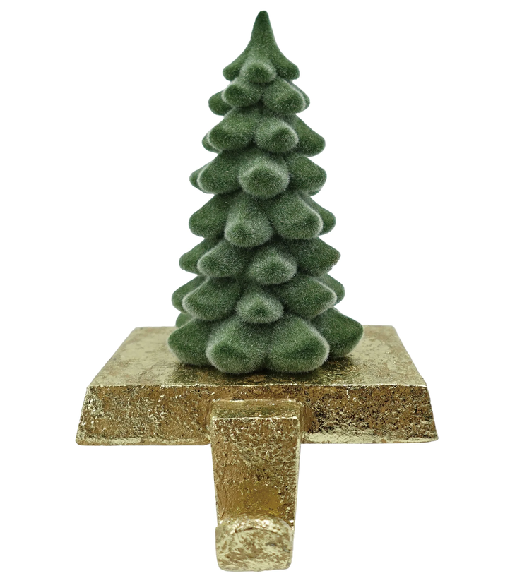 Flocked Christmas Tree Stocking Holder