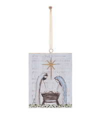 Hand Painted Manger Scene Star Ornament