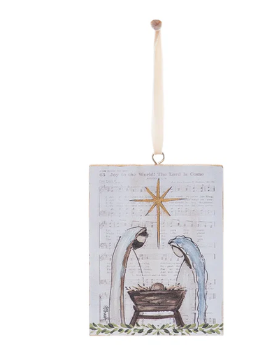 Hand Painted Manger Scene Star Ornament