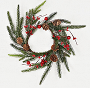 3.5" Norfolk Pine Red Berry Candlering