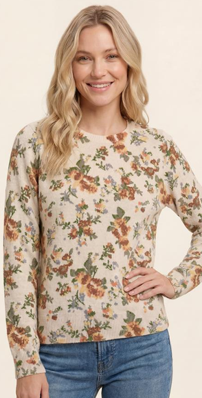 Vintage Floral Print Pull Over Sweater By: Staccato