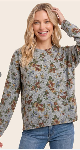 Vintage Floral Print Pull Over Sweater By: Staccato