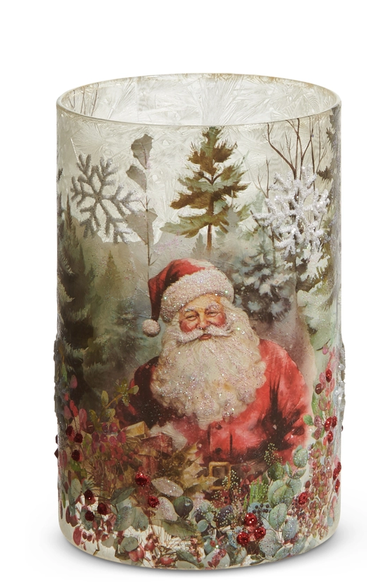 Santa in Forest Candle Holder (2-Sizes)