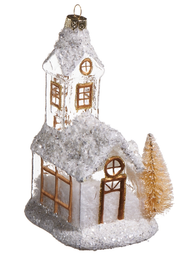 6.25" White Gold Church Ornament (2-Styles)