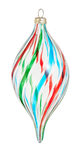 Glass Multicolor Stripe Ornament (3-Styles)