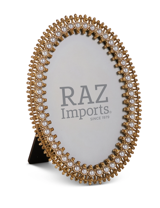 7" Golden Rhinestone Oval Frame