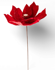 17" Red Velvet Poinsettia Stem