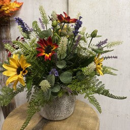 Custom Summer Wildflower Arrangement in Queen Annes Pot