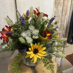 Custom Summer Wildflower Arrangement in Queen Annes Pot