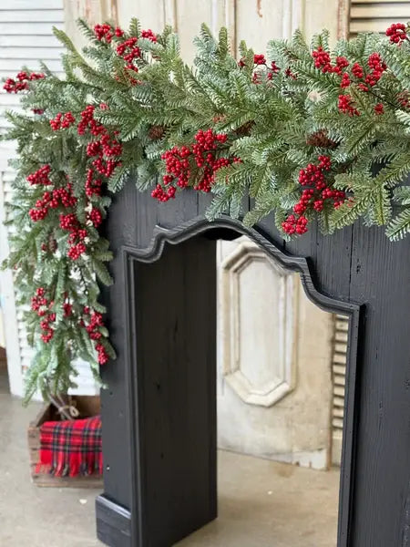 6' Majestic Spruce Garland with Red Berries